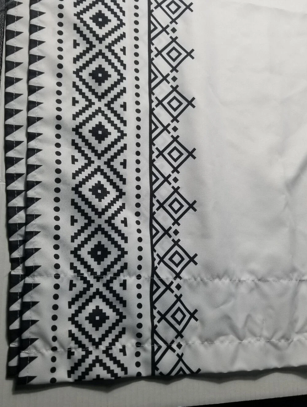 WHITE WITH BLACK GEOMETRIC PATTERN CURTAINS